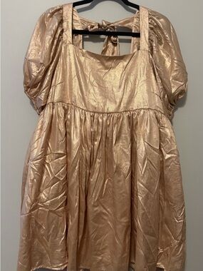 Simply Southern Metallic Champagne Satin Dress
